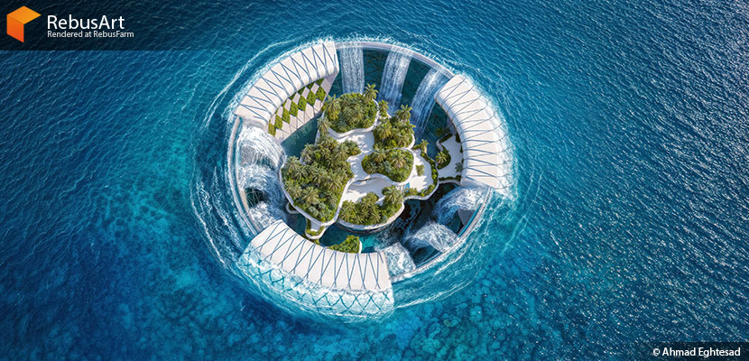 Ahmad Eghtesad, 'Baobab Waterfall' Architectural visualization