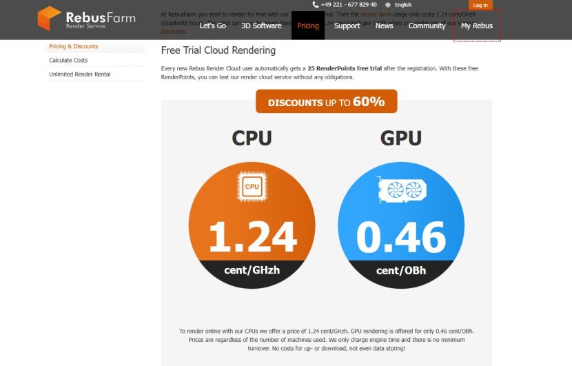 Rebus Render Farm Pricing 2026