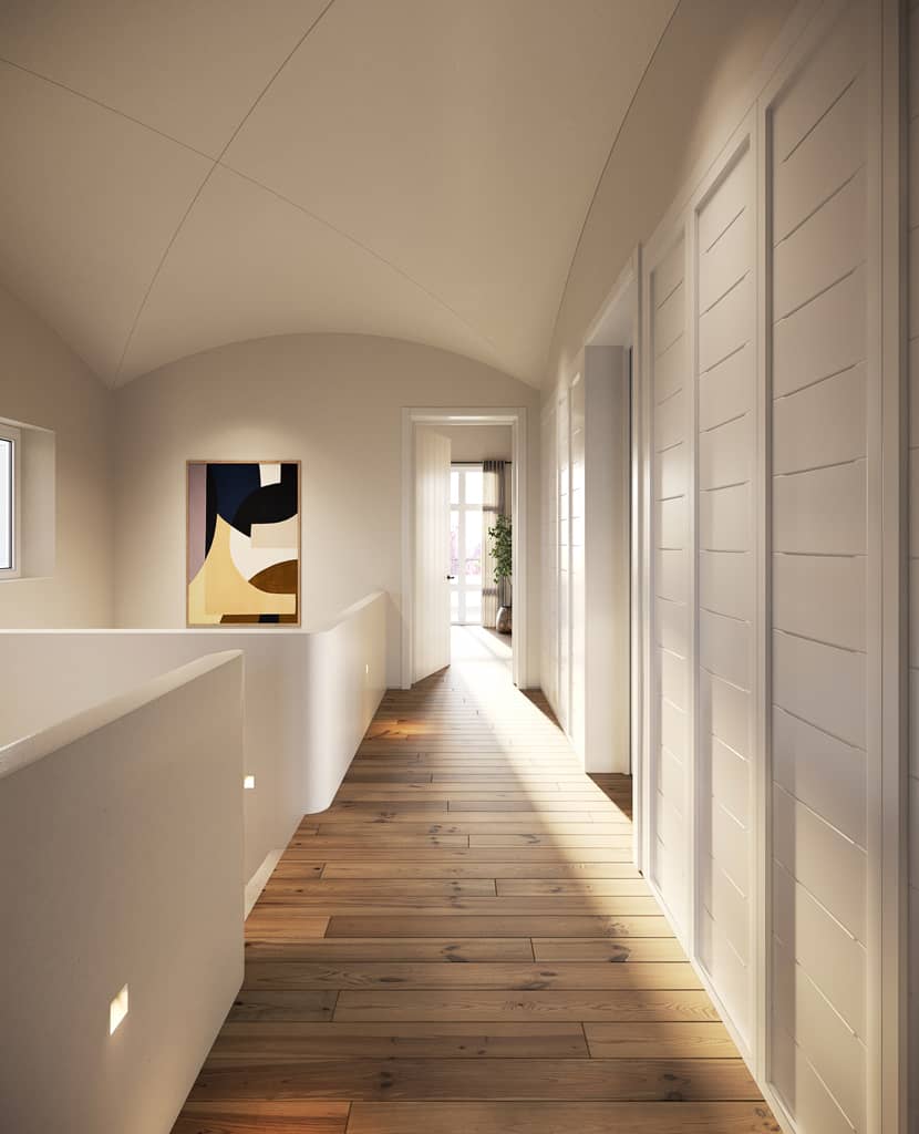 Axel Pesotto, 'Can Lenz' architectural visualization of the hallway of the house